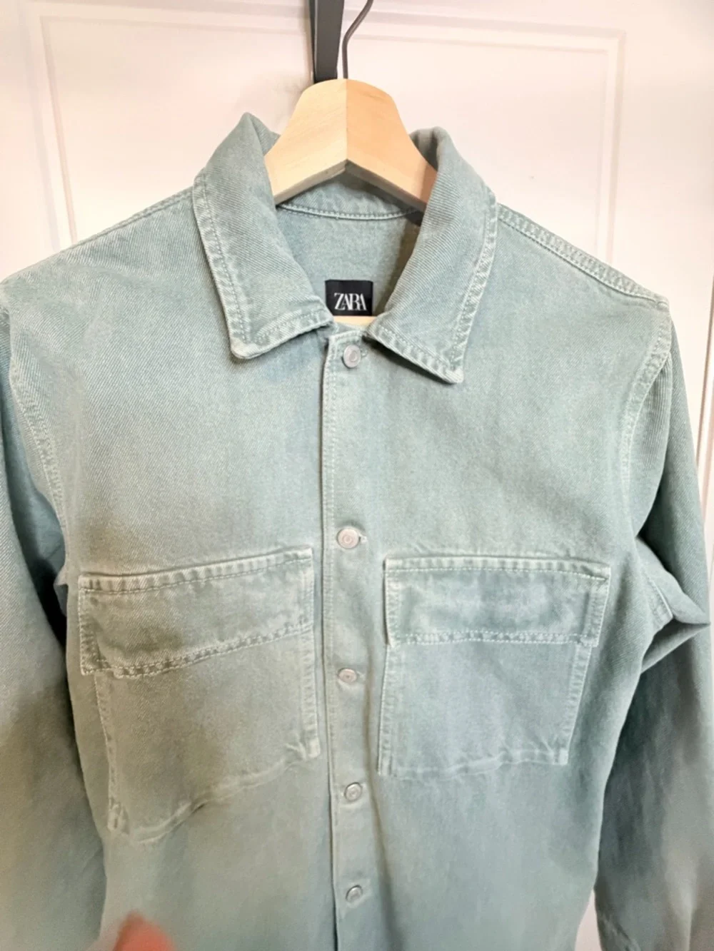 ZARA Sage Green Lightweight Overshirt - Picture 5 of 6